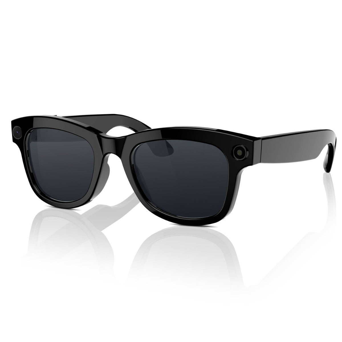 Black AI translation intelligent video glasses with M01 HD camera and button operation, head-mounted design with dark lenses