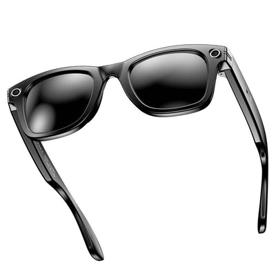 Black AI three-generation smart Bluetooth sunglasses for men with integrated camera and touch control.