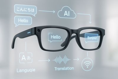 Black AI translation intelligent video glasses with M01 HD camera and smart language translation features