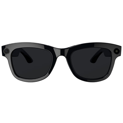 Black AI translation video glasses with M01 HD camera and button operation, head-mounted design