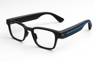 Ai Three-generation Smart Bluetooth Glasses for men with black TR tough frame, AI interaction, photo and video recording, and touch control